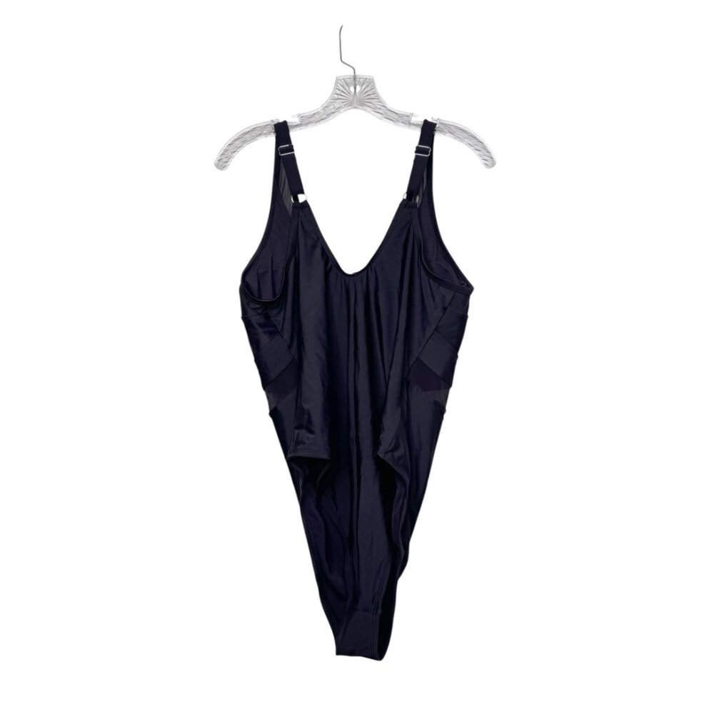 Cupshe Black V-Neck Mesh-Accent One-Piece Swimsuit - Picture 4 of 8